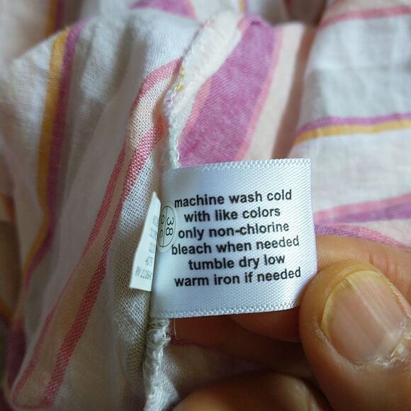 Lane Bryant Top Blouse Womens 22/24 Pink Striped Chevron Peplum Sleeveless Beach - Picture 7 of 7